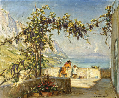 ₴ Картина пейзаж художника від 259 грн.: Амальфі з видом на Везувій