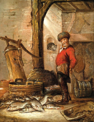 Картина бытовой жанр художника от 208 грн.: Рыбак в своем сарае