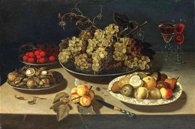 ₴ Репродукция натюрморт от 217 грн.: Натюрморт с фруктами, ягодами и орехами