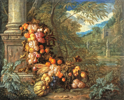 ₴ Репродукція натюрморт від 333 грн.: Натюрморт із фруктами у пейзажі