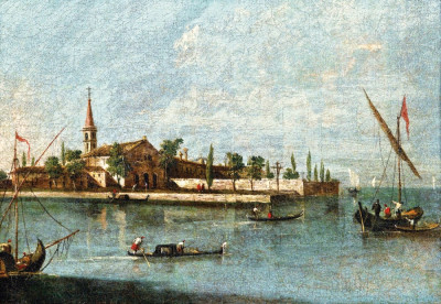 ₴ Картина городской пейзаж художника от 170 грн.: Остров святого Франсиса в венецианской лагуне