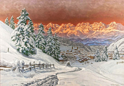 ₴ Репродукция пейзаж от 223 грн.: Кицбюэль зимой в вечернем свете