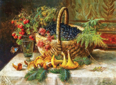 ₴ Репродукція натюрморт від 235 грн.: Натюрморт з ягодами та грибами