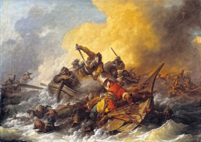 ₴ Репродукція батального жанру від 229 грн.: Битва на морі між солдатами та східними піратами