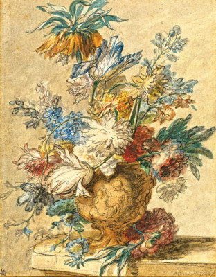 ₴ Репродукція натюрморт від 325 грн.: Букет весняних квітів у теракотовій вазі