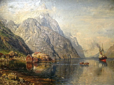 ⚓Репродукция морской пейзаж от 241 грн.: Норвежский фьорд с кораблями