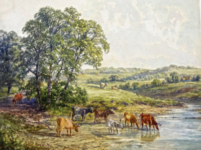 ₴ Репродукція краєвид від 241 грн.: Корови на річці