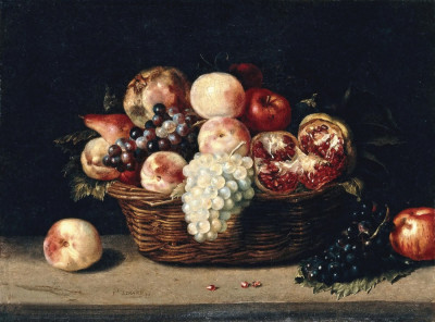 ₴ Репродукція натюрморт від 235 грн.: Гранат, персики та виноград