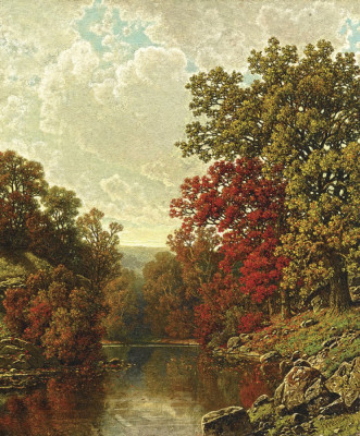 ₴ Репродукция пейзаж от 342 грн.: Осень на озере