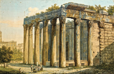 ₴ Репродукція міський пейзаж від 211 грн.: Вид храму Антоніна та Фаустини у Римі