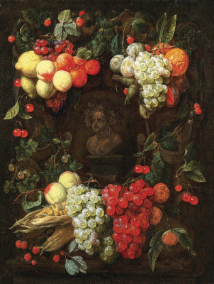 ₴ Репродукція натюрморт від 331 грн.: Бюст в оточенні фруктів