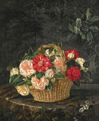 ₴ Репродукція натюрморт від 349 грн.: Троянди у кошику