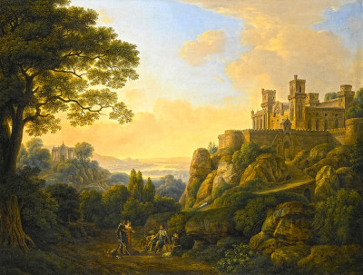₴ Репродукция пейзаж от 241 грн.: Аркадийный пейзаж с крепостью на холме