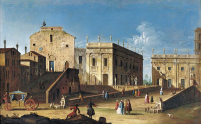 ₴ Репродукция городской пейзаж от 205 грн.: Вид Капитолия с церковью Санта-Мария-ин-Арачели слева