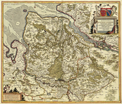 ₴ Стародавні карти високої роздільної здатності від 271 грн.: Частина метрополії, єпархія Бремена та єпархія Верден
