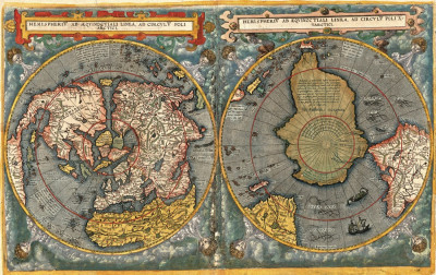 ₴ Древні карти високого дозволу від 205 грн.: Карта Північного і Южного Полушарія