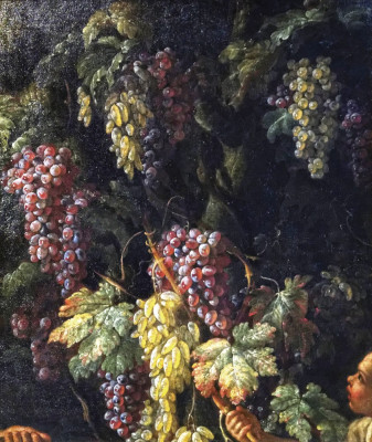 ₴ Репродукція натюрморт від 232 грн.: Грона винограду навколо стовбура дерева