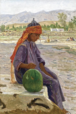 ₴ Картина побутового жанру художника від 218 грн.: Туркменська дівчинка з кавуном