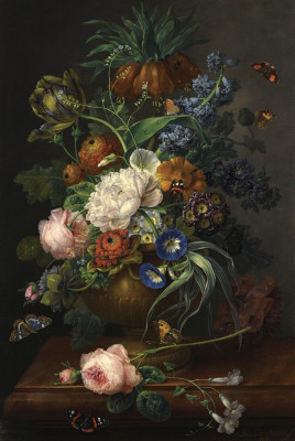₴ Репродукція натюрморт від 217 грн.: Квіти в урні на мармуровому виступі