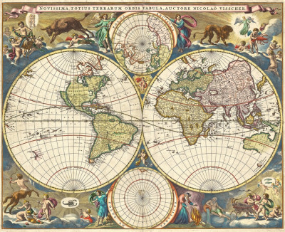 ₴ Древние карты высокого разрешения от 381 грн.: Новая карта мира