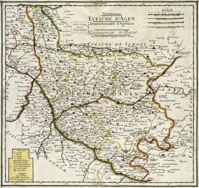 ₴ Стародавні карти високої роздільної здатності від 380 грн.: Єпархія Аген, Франція