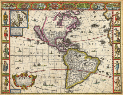 ₴ Стародавні карти високої роздільної здатності від 325 грн.: Америка з відомими частинами в цьому невідомому світі