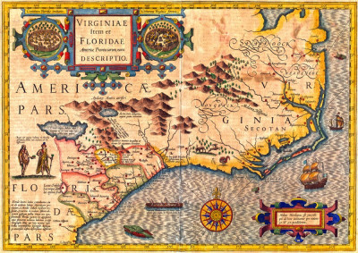 ₴ Стародавні карти з високою роздільною здатністю від 301 грн.: Вірджинія і Флорида