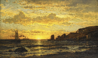 ⚓Репродукція морський краєвид від 199 грн.: Захід сонця на узбережжі