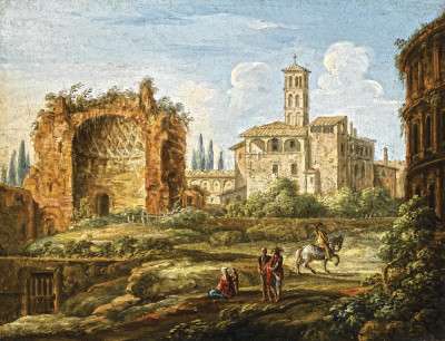 ₴ Репродукція краєвид від 241 грн.: Частковий вид Колізею та базиліки Санта-Франческа Романа