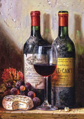 ₴ Репродукція натюрморт від 204 грн.: Натюрморт з пляшками вина