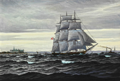 ⚓Репродукція морський краєвид від 285 грн.: Трищоглове судно в Кронборзі