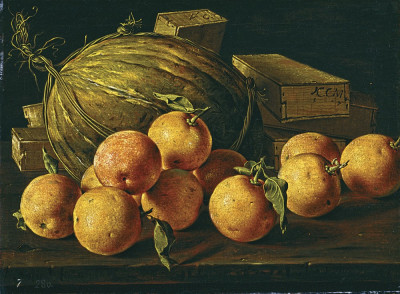₴ Репродукція натюрморт від 235 грн.: Апельсини, диня та коробки цукерок