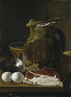 ₴ Репродукція натюрморт від 200 грн.: Шинка, яйця та посуд