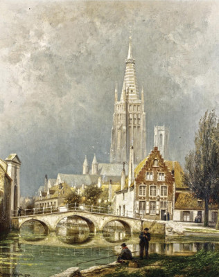 ₴ Репродукция городской пейзаж от 242 грн.: Брюгге, шторм наступает