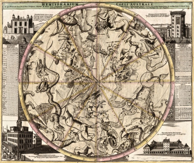 Купить древние карты в высоком разрешении: Атлас звезд и планет, юг