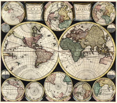 Купить древние карты в высоком разрешении: Полусферные карты мира