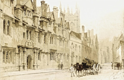 ₴ Репродукция городской пейзаж от 211 грн.: Уличная сцена в Оксфорде