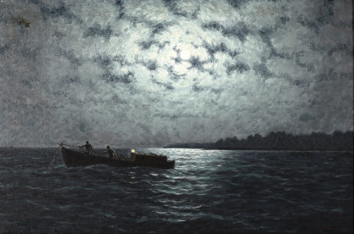 ⚓Репродукція морський краєвид від 217 грн.: Рибальський човен у місячному світлі