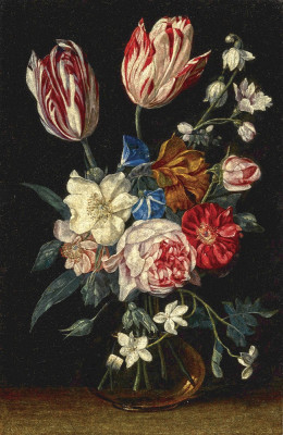 ₴ Репродукция натюрморт от 291 грн.: Цветы в стеклянной вазе