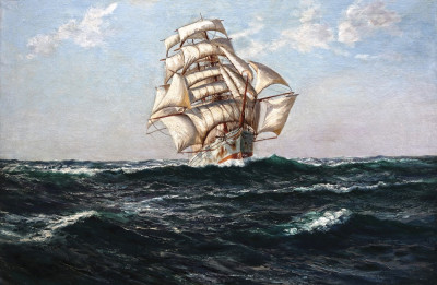 ⚓Репродукція морський краєвид від 211 грн.: Білий барк під повними вітрилами