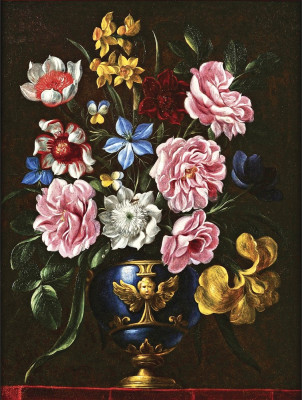 ₴ Репродукція натюрморт від 331 грн.: Букет квітів у позолоченій вазі