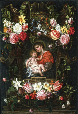₴ Репродукція натюрморт від 219 грн.: Гірлянда квітів з Мадонною і дитиною