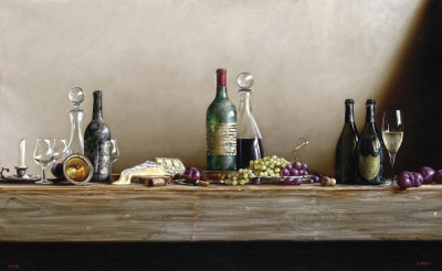 ₴ Репродукція натюрморт від 205 грн.: Сир із келихом вина