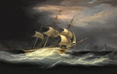 ⚓Репродукція морський краєвид від 211 грн.: Ост-індський корабель у шторм від Едістонського маяка