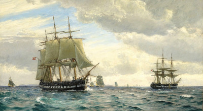 ⚓Репродукція морський краєвид від 187 грн.: Марина з двома фрегатами