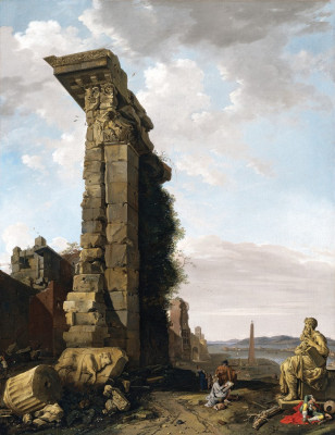 ₴ Репродукция пейзаж от 252 грн.: Каприччио с римскими руинами, скульптурами и портом