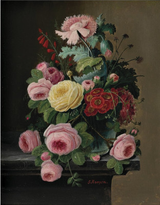 ₴ Репродукція натюрморт від 241 грн.: Натюрморт з квітами, переважно троянди