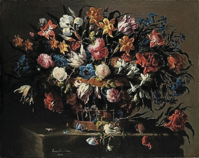 ₴ Репродукція натюрморт від 253 грн.: Мала корзина з квітами