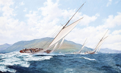 ⚓Репродукция морской пейзаж от 199 грн.: "Britannia" и "Ailsa" участвуют в Кубке памяти Мьюира на Клайде - 3 июля 1895 года