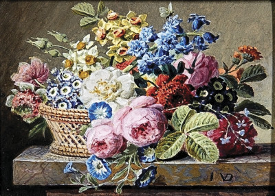 ₴ Репродукція натюрморт від 229 грн.: Натюрморт із квітами у кошику